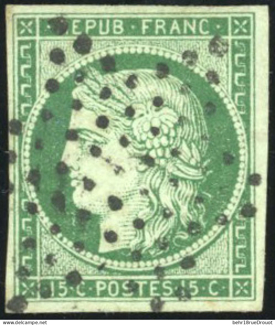 Obl. 2b - 15c. Vert Foncé. Obl. étoile. SUP. - 1849-1850 Cérès