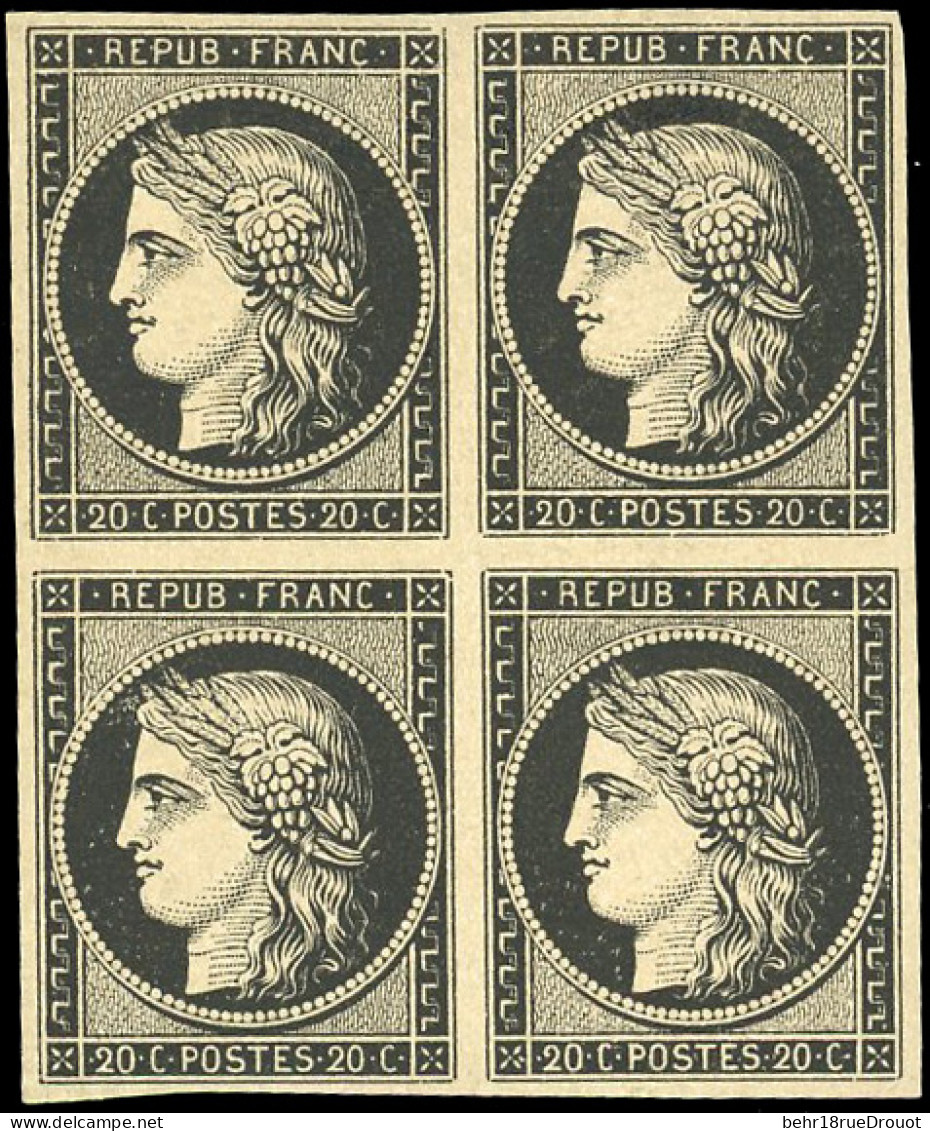 * 3 - 20c. Noir S/jaune. Bloc De 4. 2 Timbres **. TB. - 1849-1850 Cérès