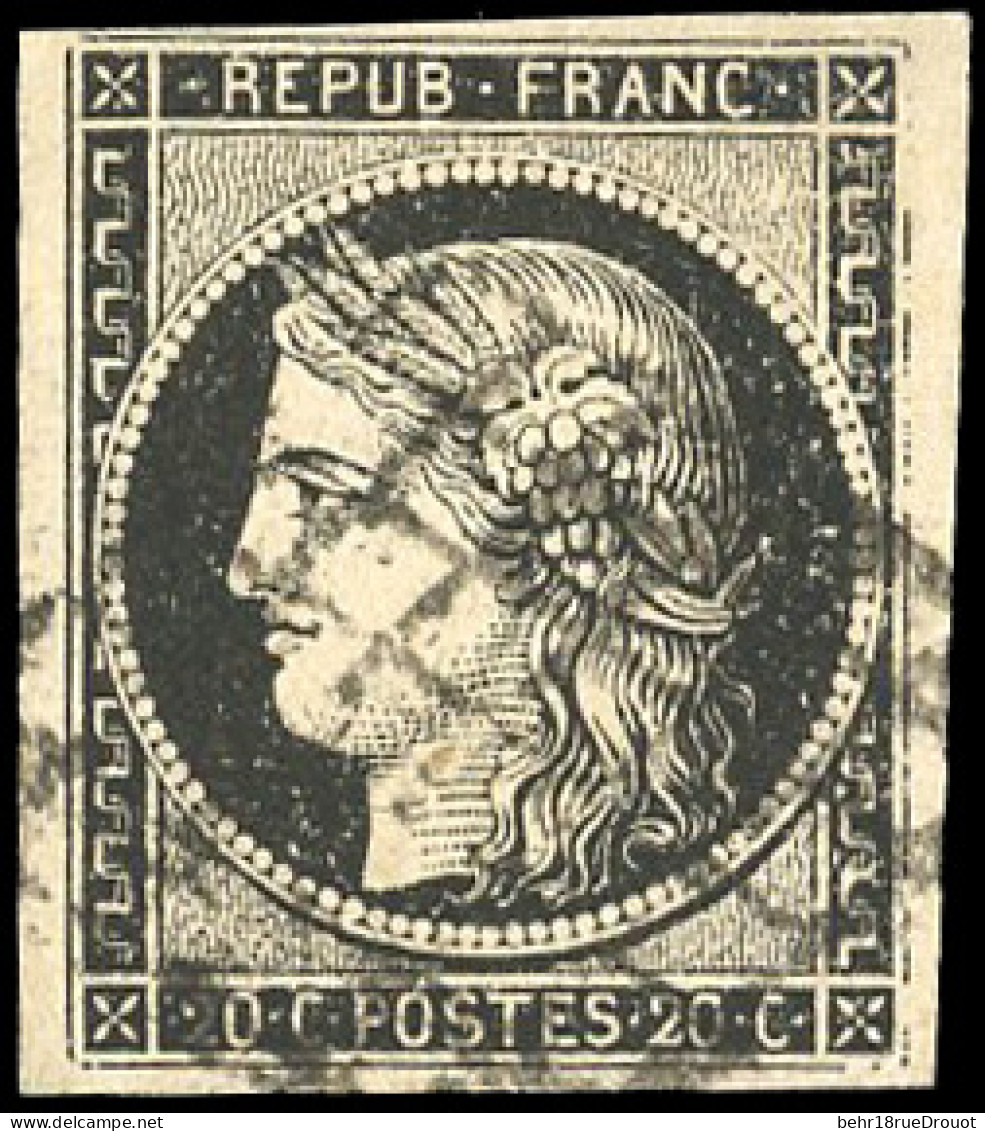 Obl. 3a -  20c. Noir S/blanc. Obl. Filet Effacé. SUP. - 1849-1850 Ceres