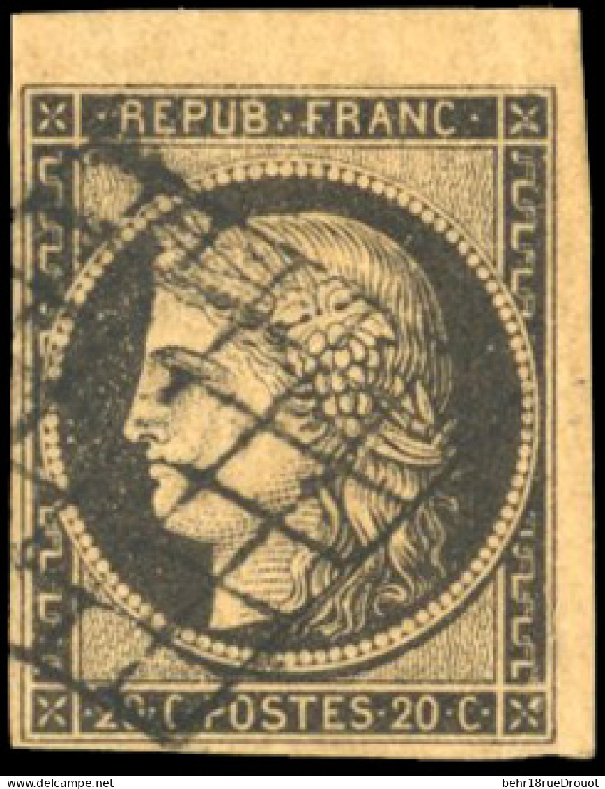 Obl. 3g - 20c. Noir S/fauve. Obl. Grille. SUP. - 1849-1850 Cérès