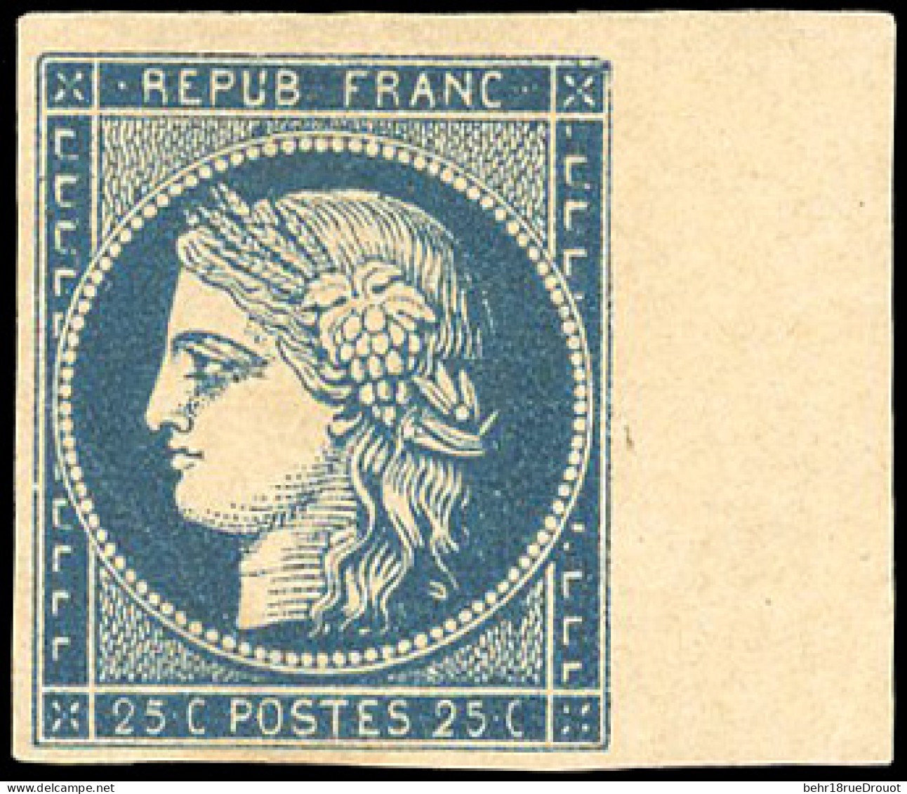 * 4a - 25c. Bleu Foncé Nuance Très Encrée. BdeF. SUP. - 1849-1850 Cérès