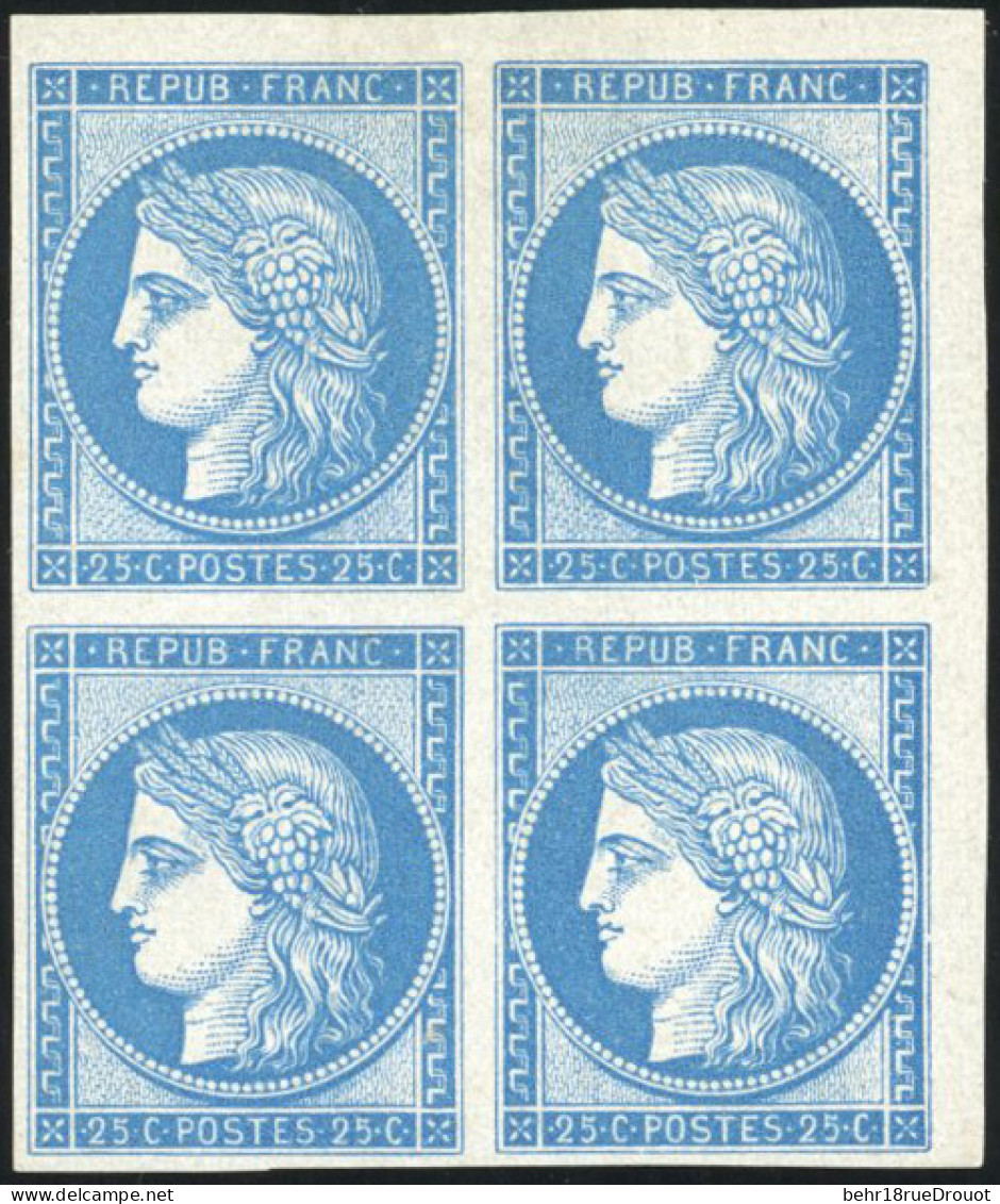 * 4d - 25c. Bleu. Réimpression. Bloc De 4. Petit CdeF. B. - 1849-1850 Cérès