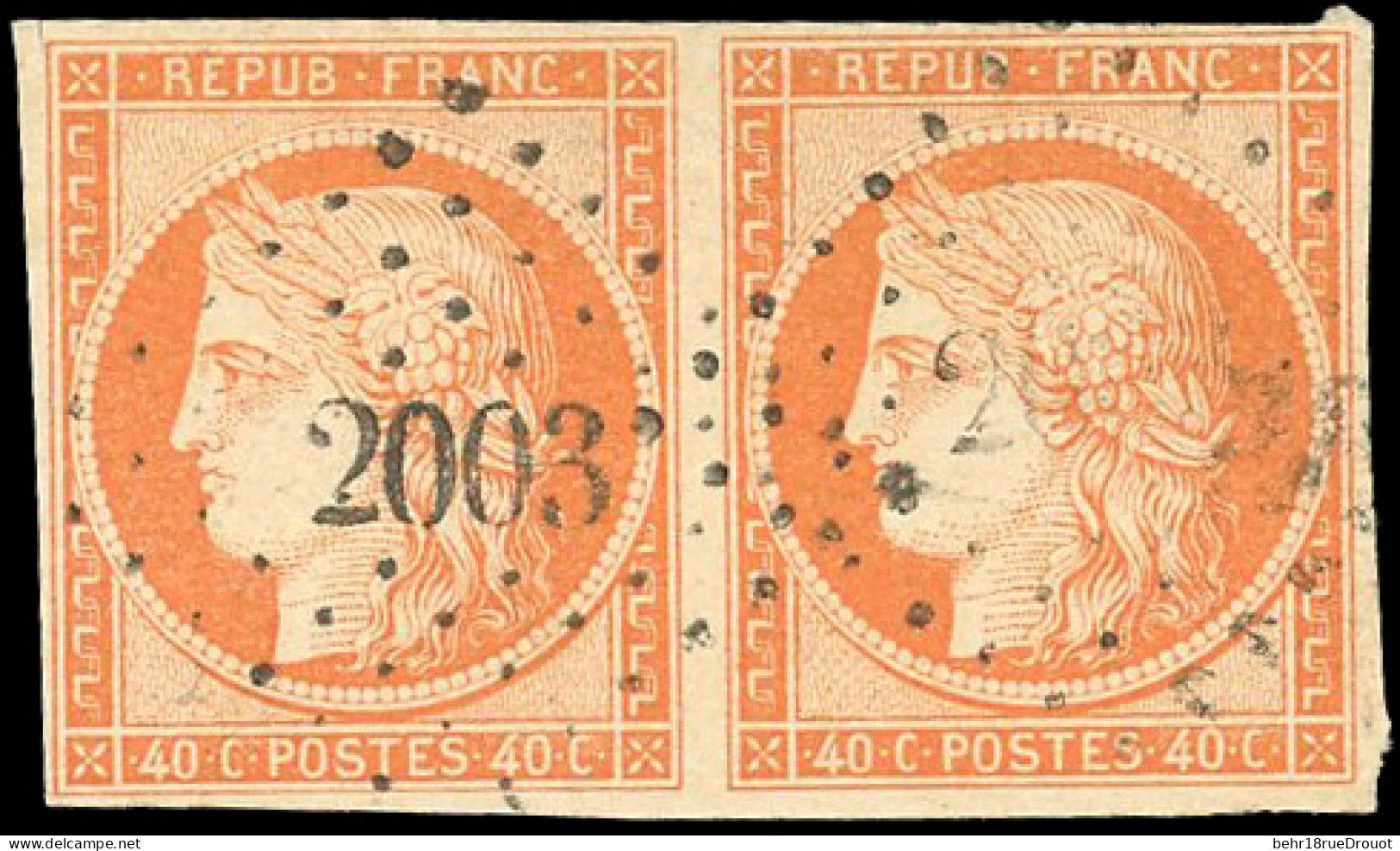 Obl. 5 - 40c. Orange. Paire. Obl. PC. 2003. B. - 1849-1850 Cérès