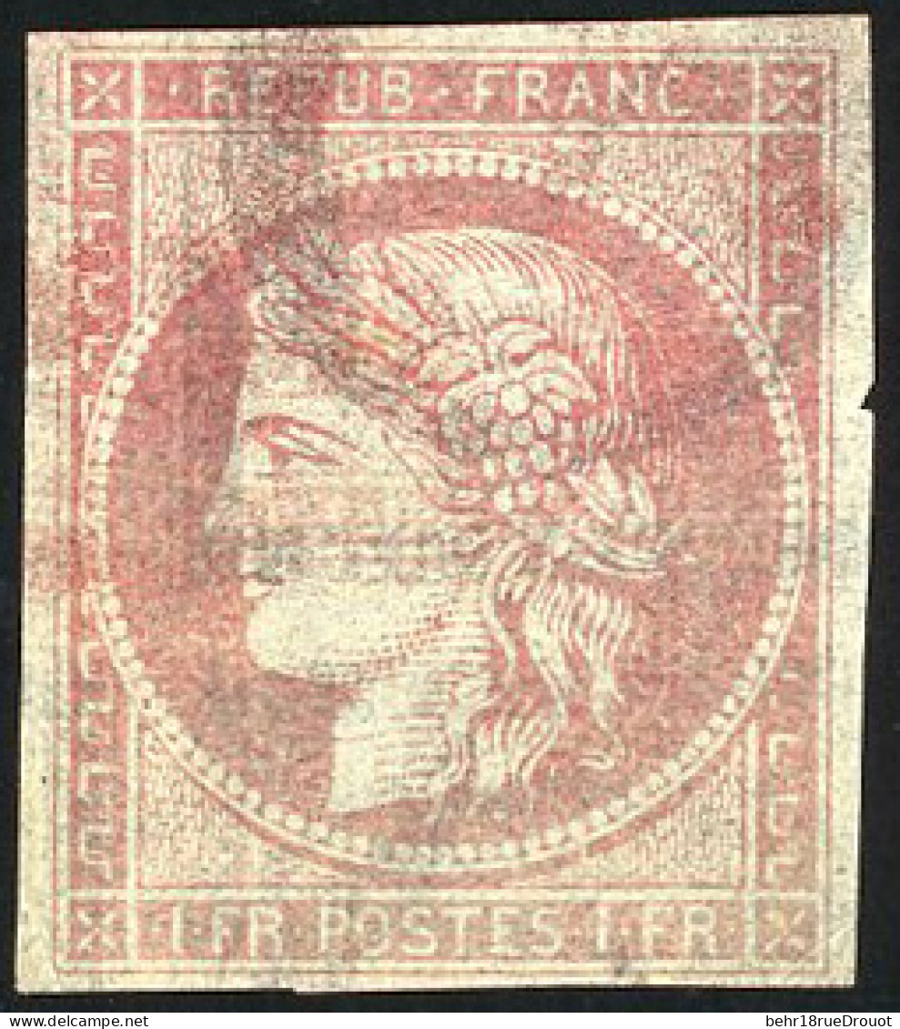 (*) 6 - Essai Du 1F. En Rose Foncé S/papier Pelure. B. - 1849-1850 Ceres