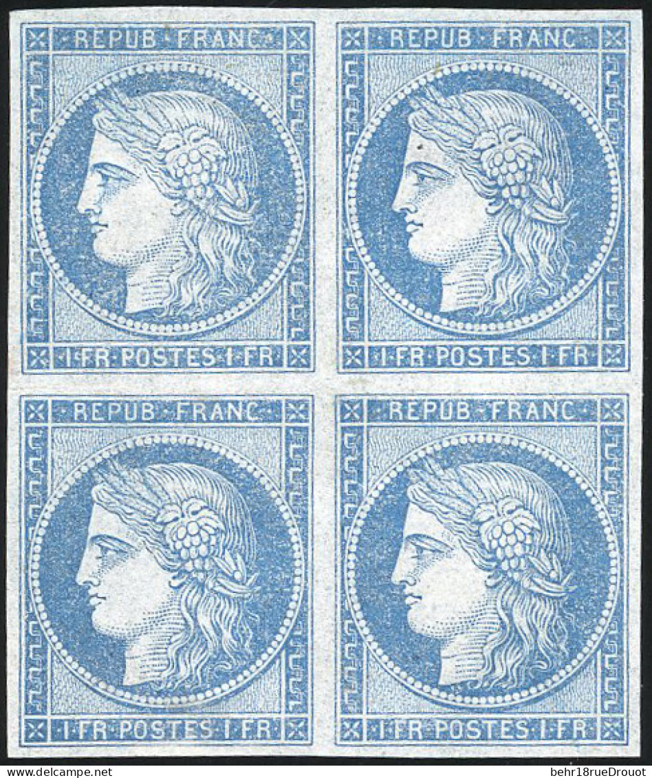 (*) 6 - Essai Du 1F. En Bleu S/papier Mince. Bloc De 4. SUP. - 1849-1850 Cérès