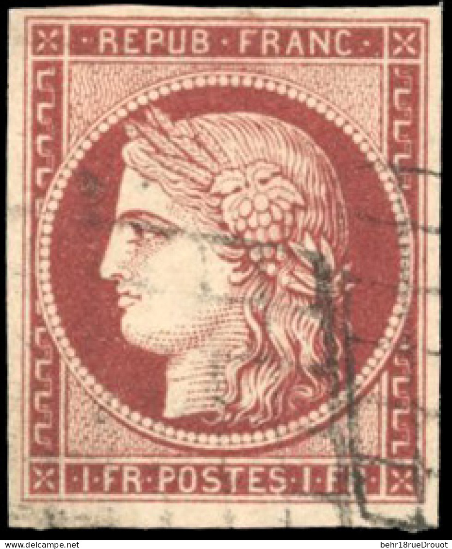 Obl. 6B - 1F. Carmin-brun. Obl. Légère Dégageant L'effigie. SUP. - 1849-1850 Cérès