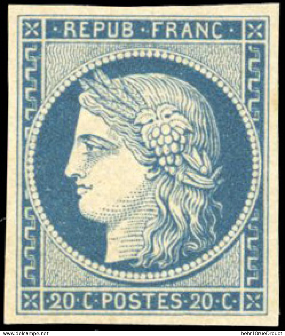 (*) 8 - 20c. Bleu S/jaunâtre Dit ''Durrieu''. Grandes Marges. Non émis. SUP - 1849-1850 Cérès