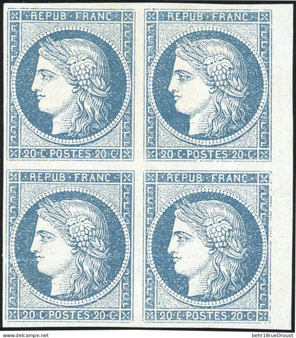 * 8b - 20c. Bleu S/azuré Dit "Astruc". Bloc De 4. BdeF. SUP. - 1849-1850 Cérès