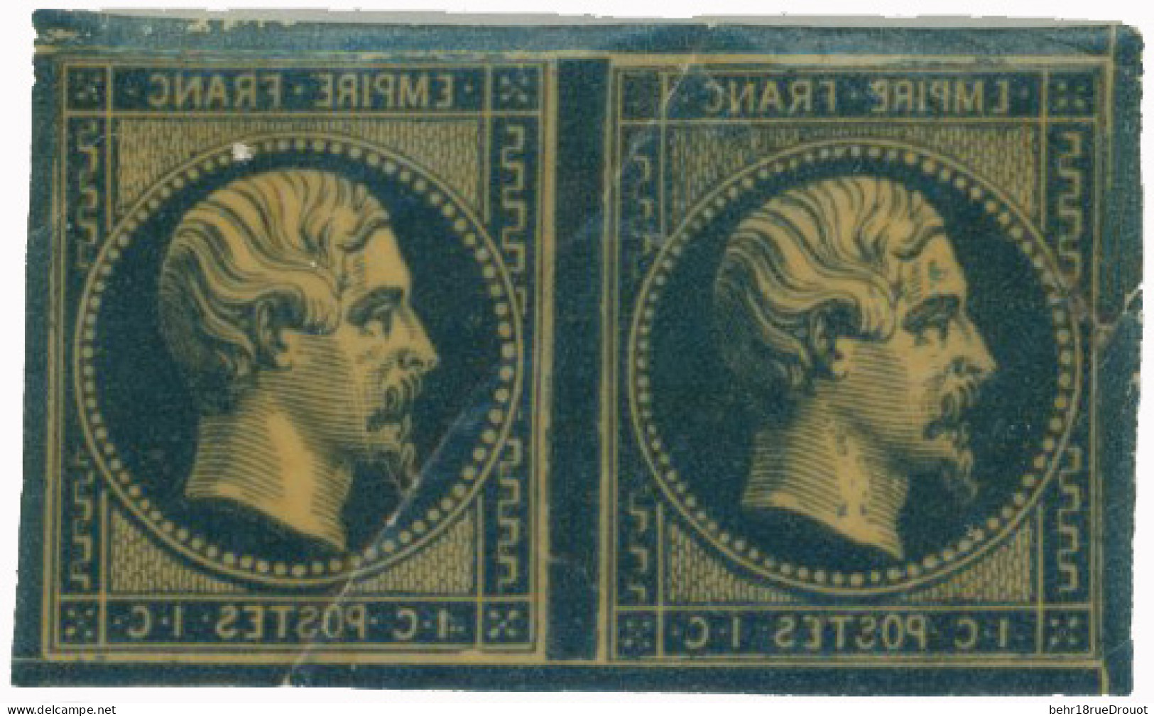 (*) 2 Essais En Paire Du 1c. S/papier Pelure. SUP. - 1853-1860 Napoléon III.