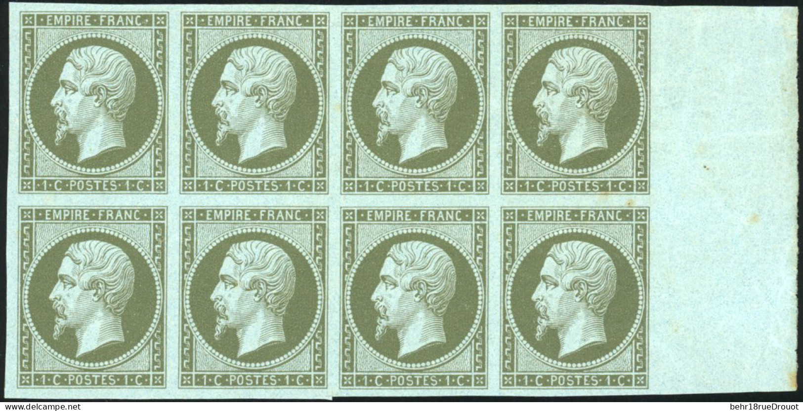 ** 11 - 1c. Olive. Bloc De 8. BdeF. SUP. - 1853-1860 Napoléon III