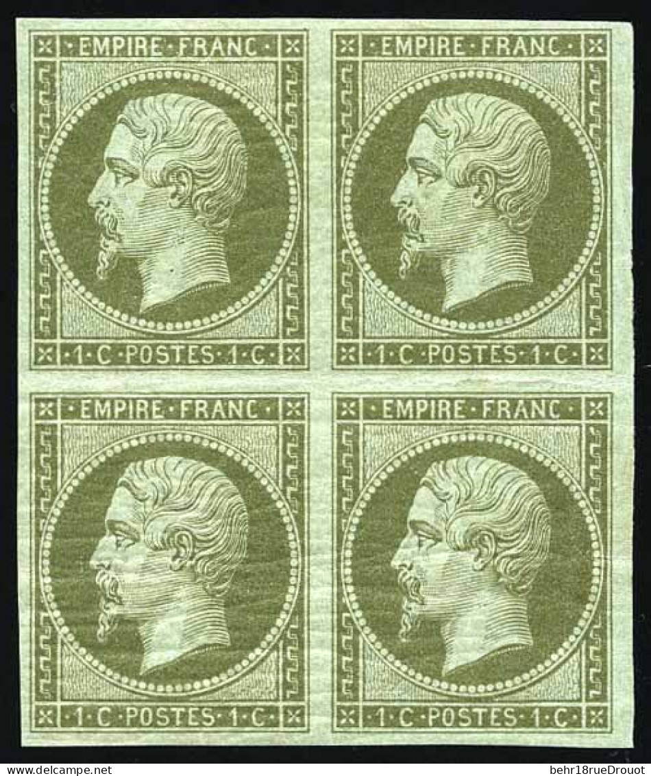 ** 11b - 1c. Olive Clair. Bloc De 4. 2 Timbres *. SUP. - 1853-1860 Napoléon III.