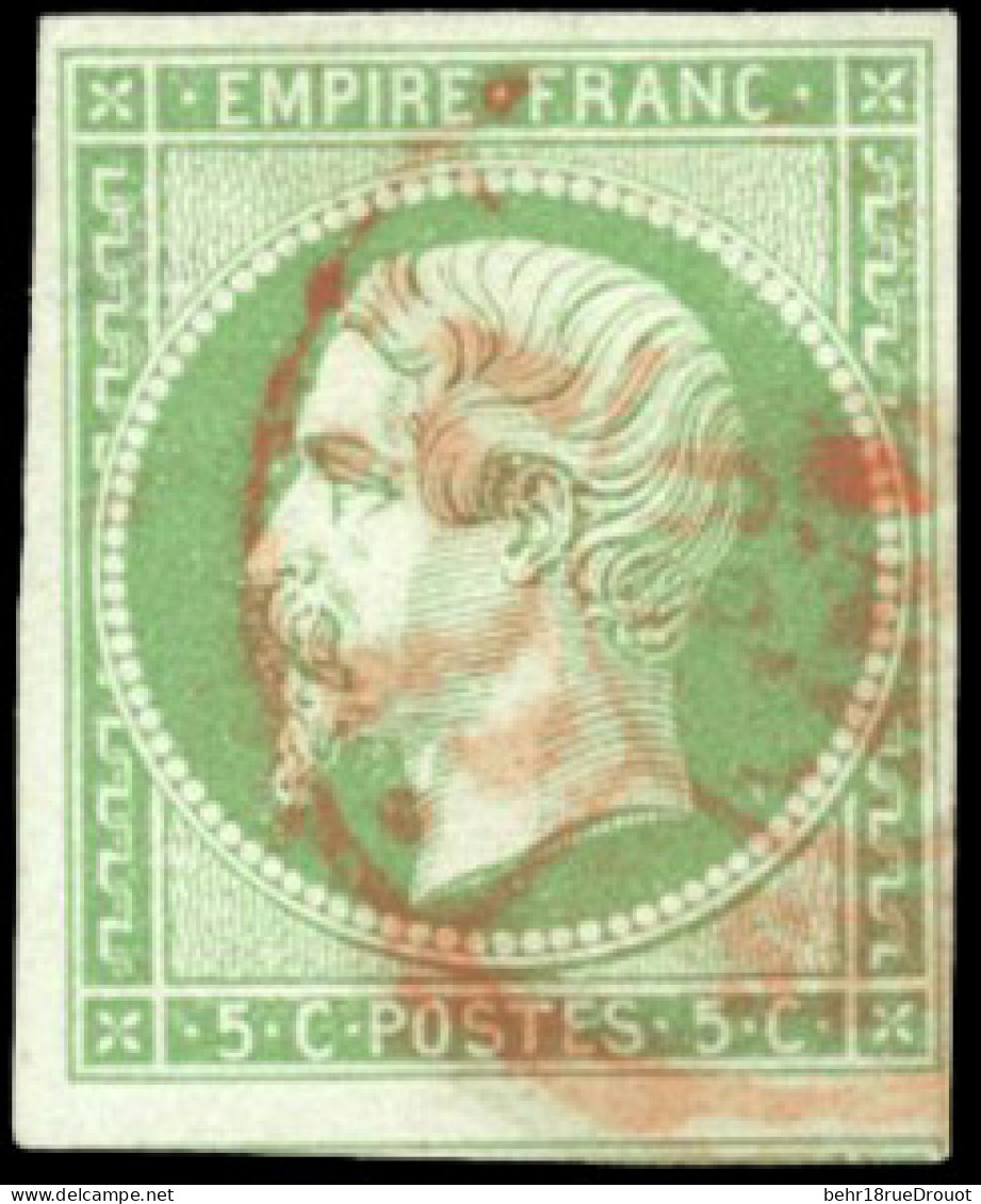 Obl. 12 - 5c. Vert. Obl. Rouge Des Imprimés. TB. - 1853-1860 Napoléon III.