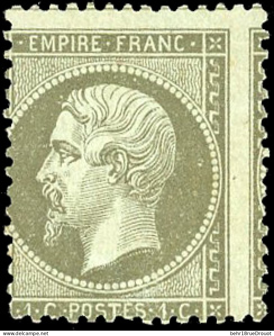 * 19 - 1c. Vert-olive. Variété De Piquage Décalé. TB. - 1862 Napoléon III