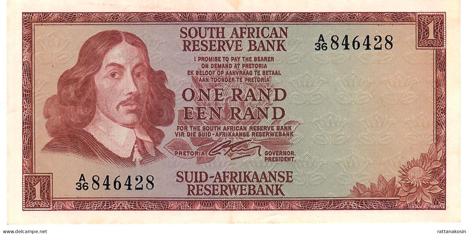 SOUTH AFRICA P109a 1 RAND  1966  Signature 4  #A/36    VF+ - South Africa