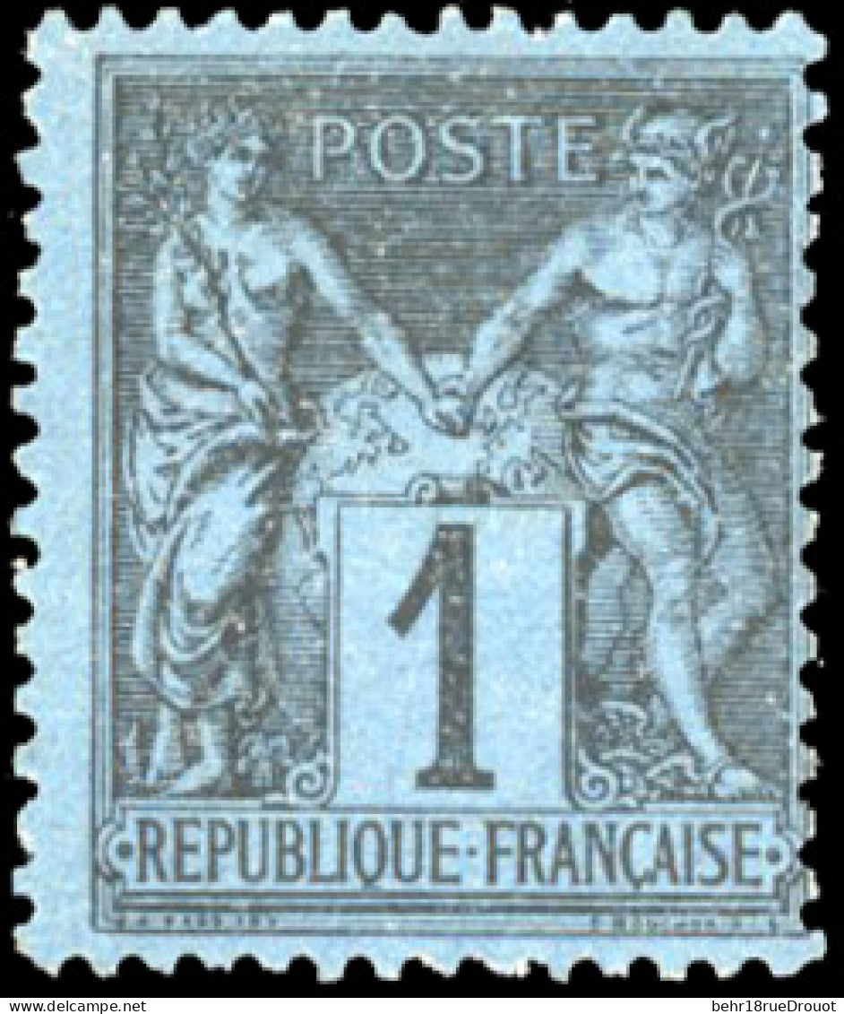 * 84 - 1c. Noir S/bleu De Prusse. Très Belle Nuance. Décentrage Habituel Pour Ce Timbre. SUP. - 1876-1878 Sage (Type I)