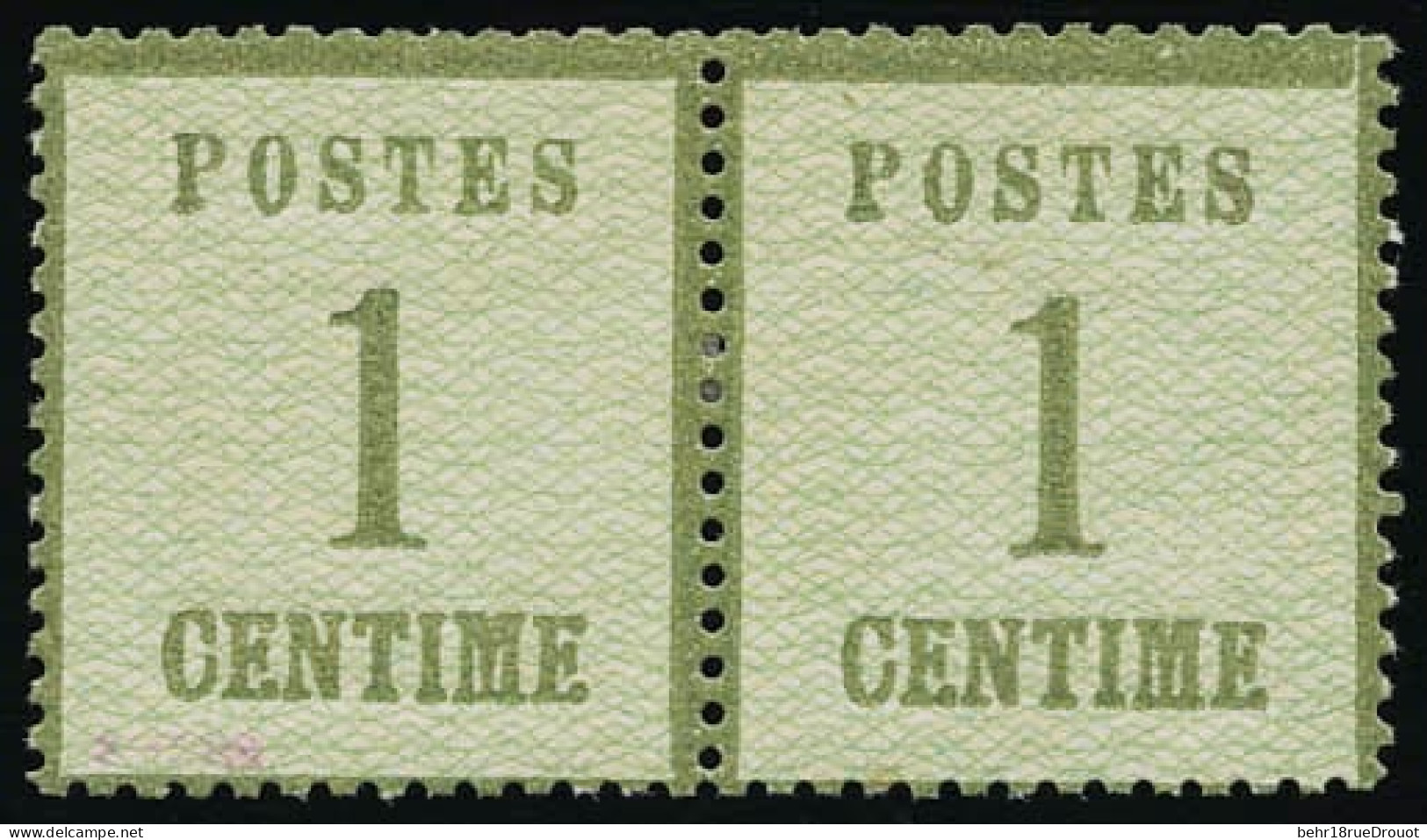 * 1 - Paire Du 1c. Vert-bronze. TB. - Other & Unclassified