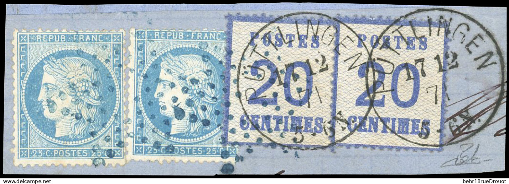 Obl. 6 - Paire + FRANCE N°60. Paire S/fragment Obl. PUTTLINGEN. TB. - Andere & Zonder Classificatie