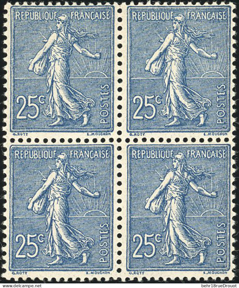 ** 132a - 25c. Semeuse De Roty Bleu Foncé. Bloc De 4. Semeuse. TB. - Sonstige & Ohne Zuordnung