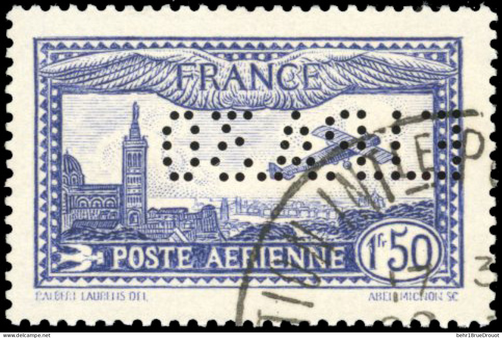 Obl. 6c - 1F.50 Outremer. Perforation EIPA30 Inversée. Obl. TB. - Autres & Non Classés