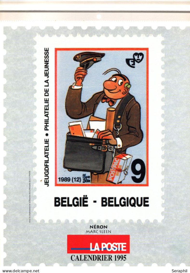 Calendrier 1995  émis Par La Poste NERON- Représentation Des Timbres 3144 - 2484 - Tintin 1944 - 2150 - 2528 - 2431 2264 - Philabédés (comics)