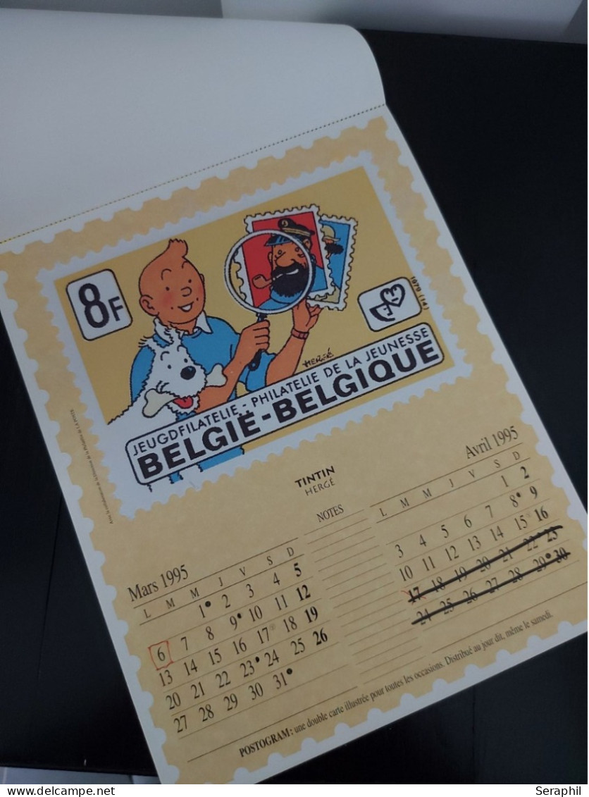 Calendrier 1995  émis Par La Poste NERON- Représentation Des Timbres 3144 - 2484 - Tintin 1944 - 2150 - 2528 - 2431 2264 - Philabédés (comics)