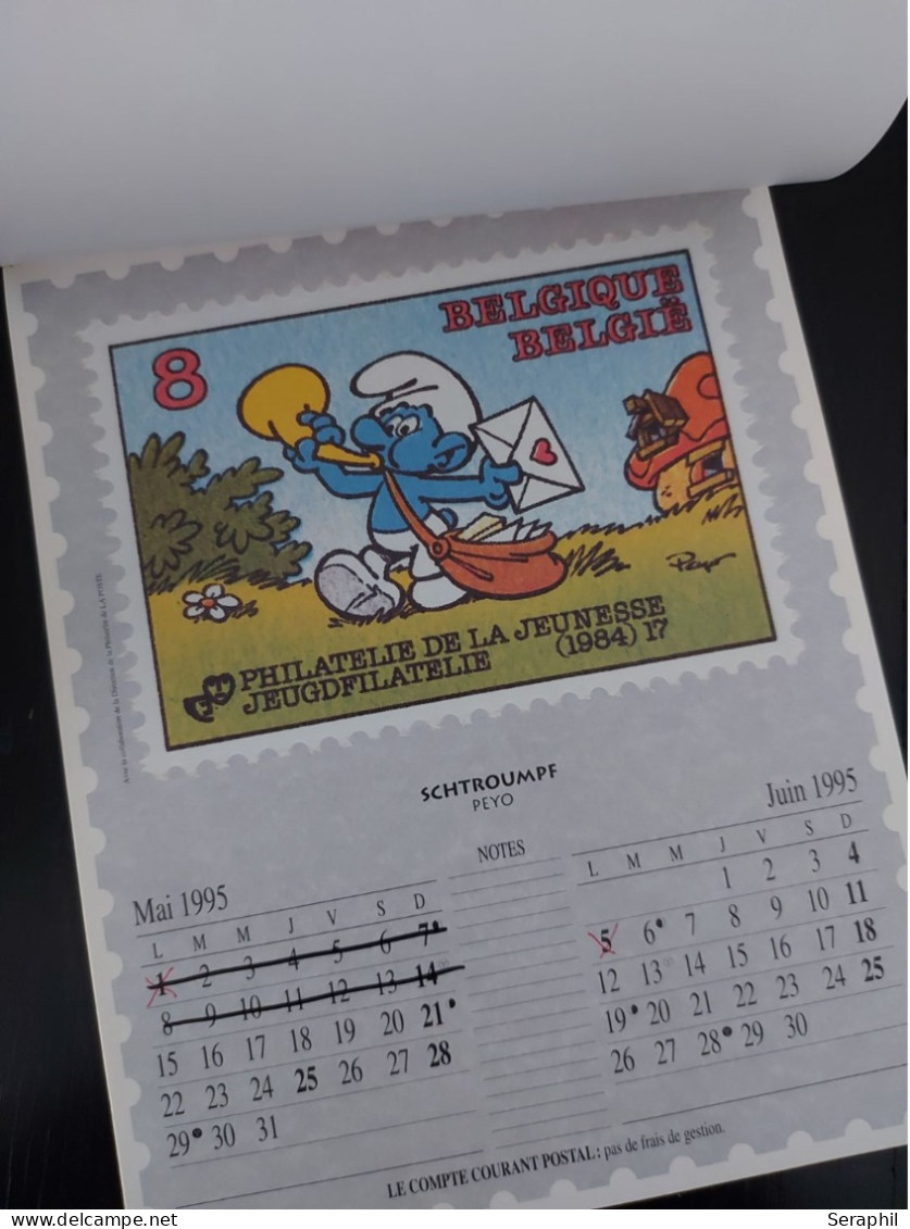 Calendrier 1995  émis Par La Poste NERON- Représentation Des Timbres 3144 - 2484 - Tintin 1944 - 2150 - 2528 - 2431 2264 - Philabédés (comics)