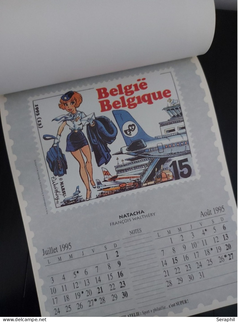 Calendrier 1995  émis par la Poste NERON- Représentation des timbres 3144 - 2484 - Tintin 1944 - 2150 - 2528 - 2431 2264