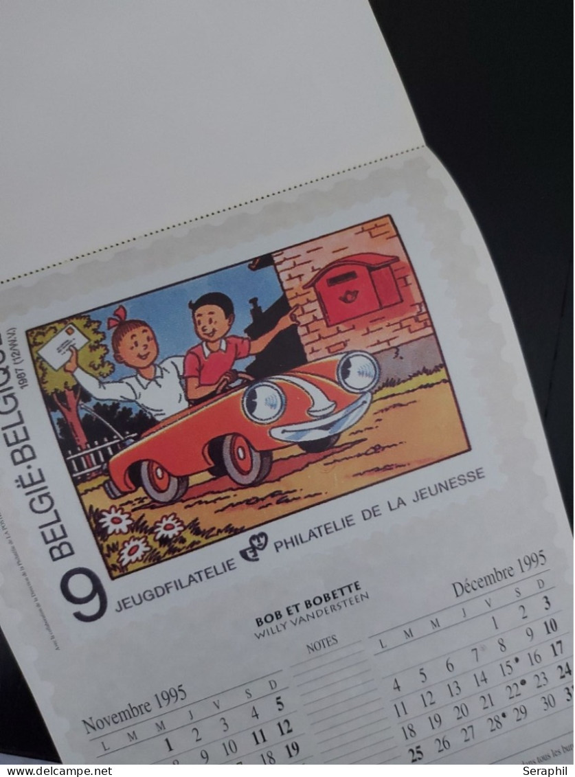 Calendrier 1995  émis par la Poste NERON- Représentation des timbres 3144 - 2484 - Tintin 1944 - 2150 - 2528 - 2431 2264