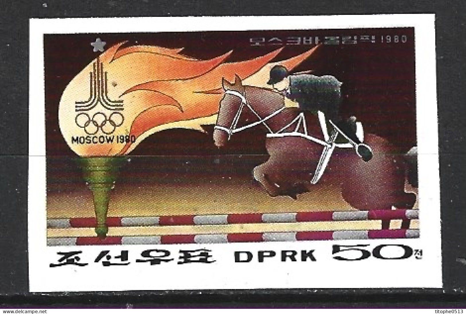 COREE DU NORD. Timbre  NON DENTELE De 1980. Jumping Aux J.O. De Moscou. - Springreiten