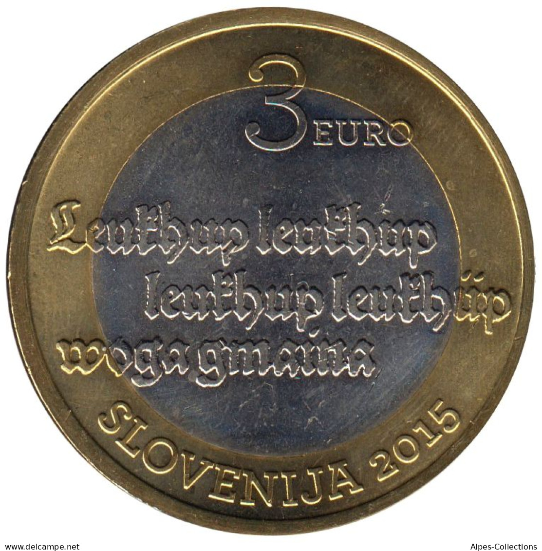 SVX00315.1 - SLOVENIE - 3 Euros 500 Ans Premier Texte Imprimé En Slovène - 2015 - Slovenia