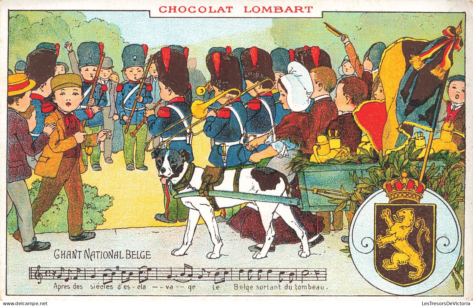 Publicité - Chocolat Lombart - Fanfare - Chant National Belge - Carte Postale Ancienne - Werbepostkarten