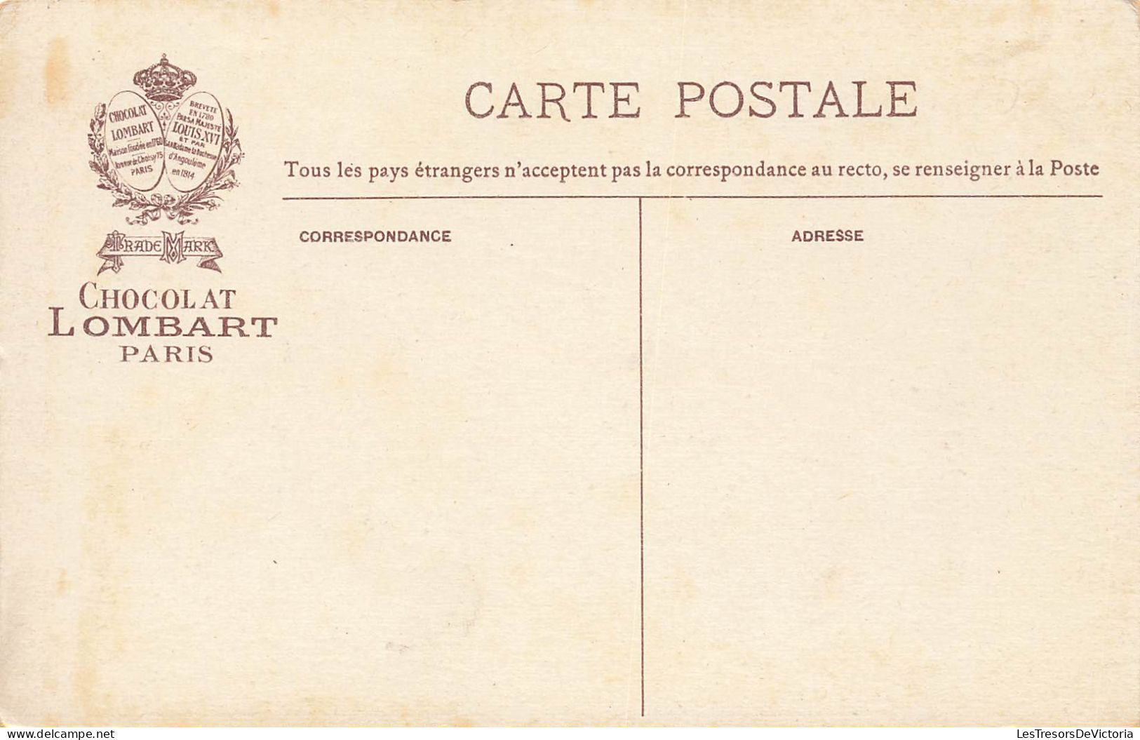 Publicité - Chocolat Lombart - Fanfare - Chant National Belge - Carte Postale Ancienne - Publicidad