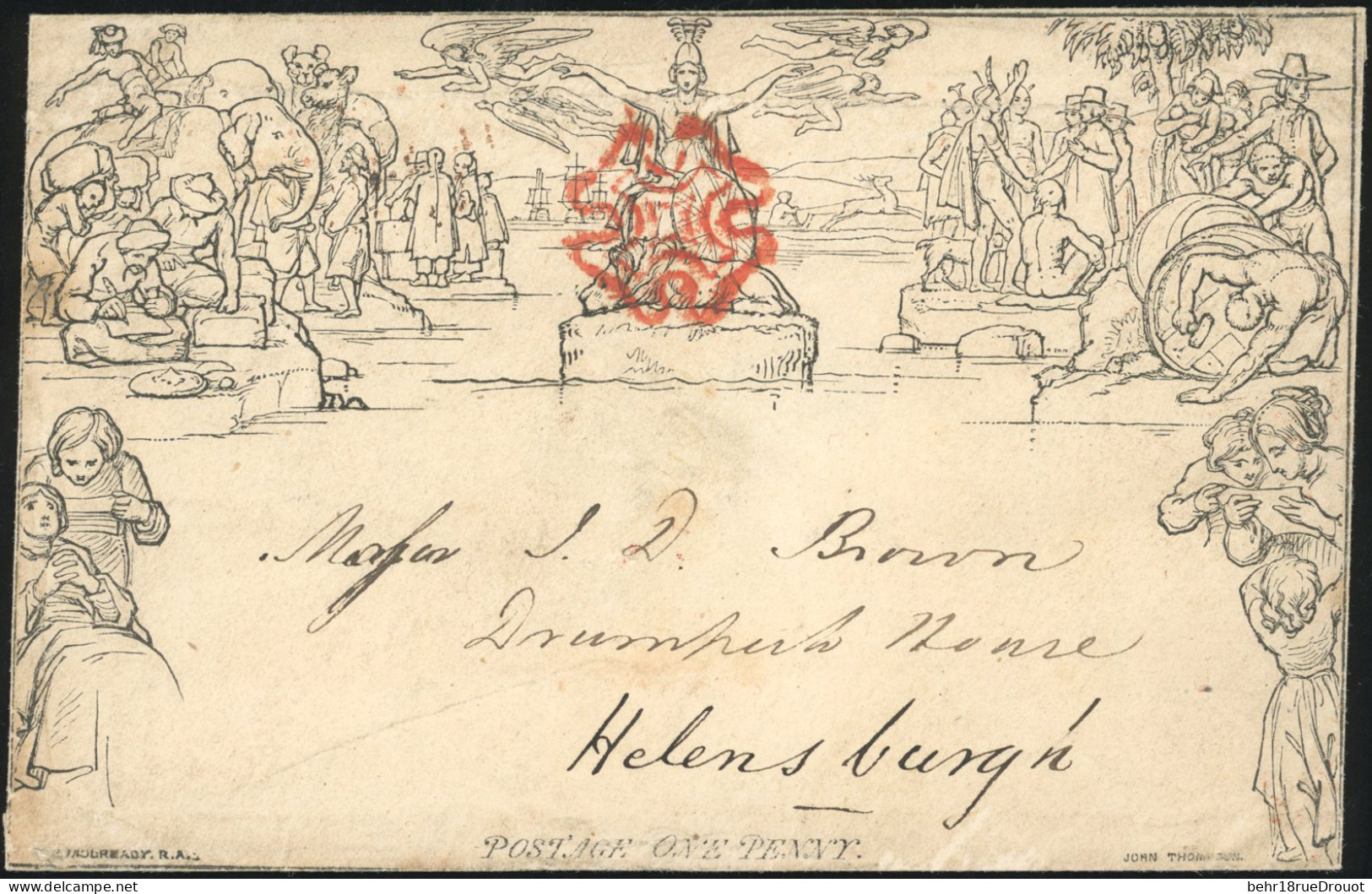 Obl. SG#ME2 - MULREADY To HELENSBURG. Letter Arrived On June 15 1840. Cancelled By Black Maltese Crosses. SUP. - Autres & Non Classés