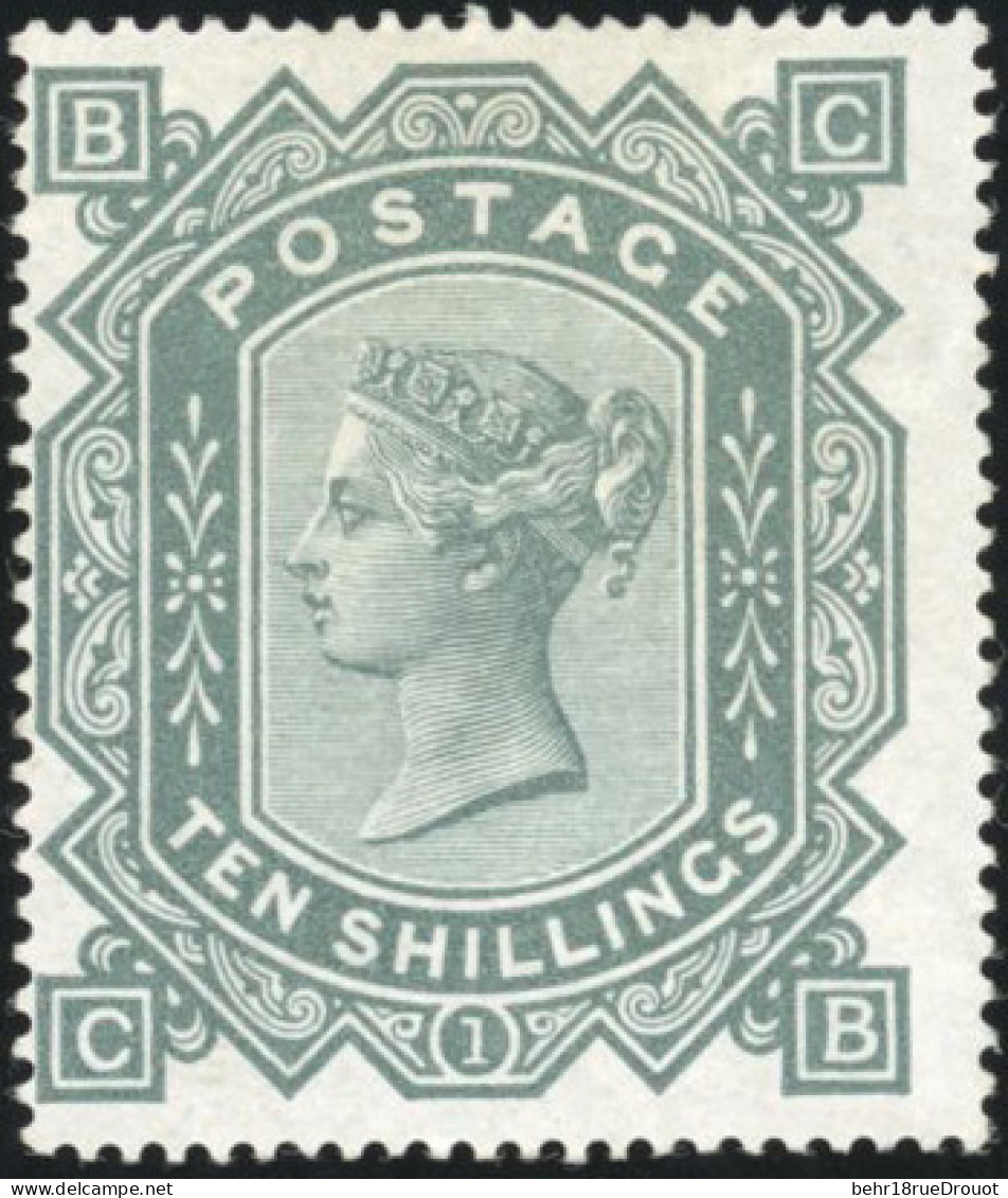 (*) SG#128 - 10sh. Greenish Grey Mint. Wmk Maltese Cross. Perf 15 1/2 X 15. Plate 1. Letterred C-B. Unused Large Part Or - Other & Unclassified
