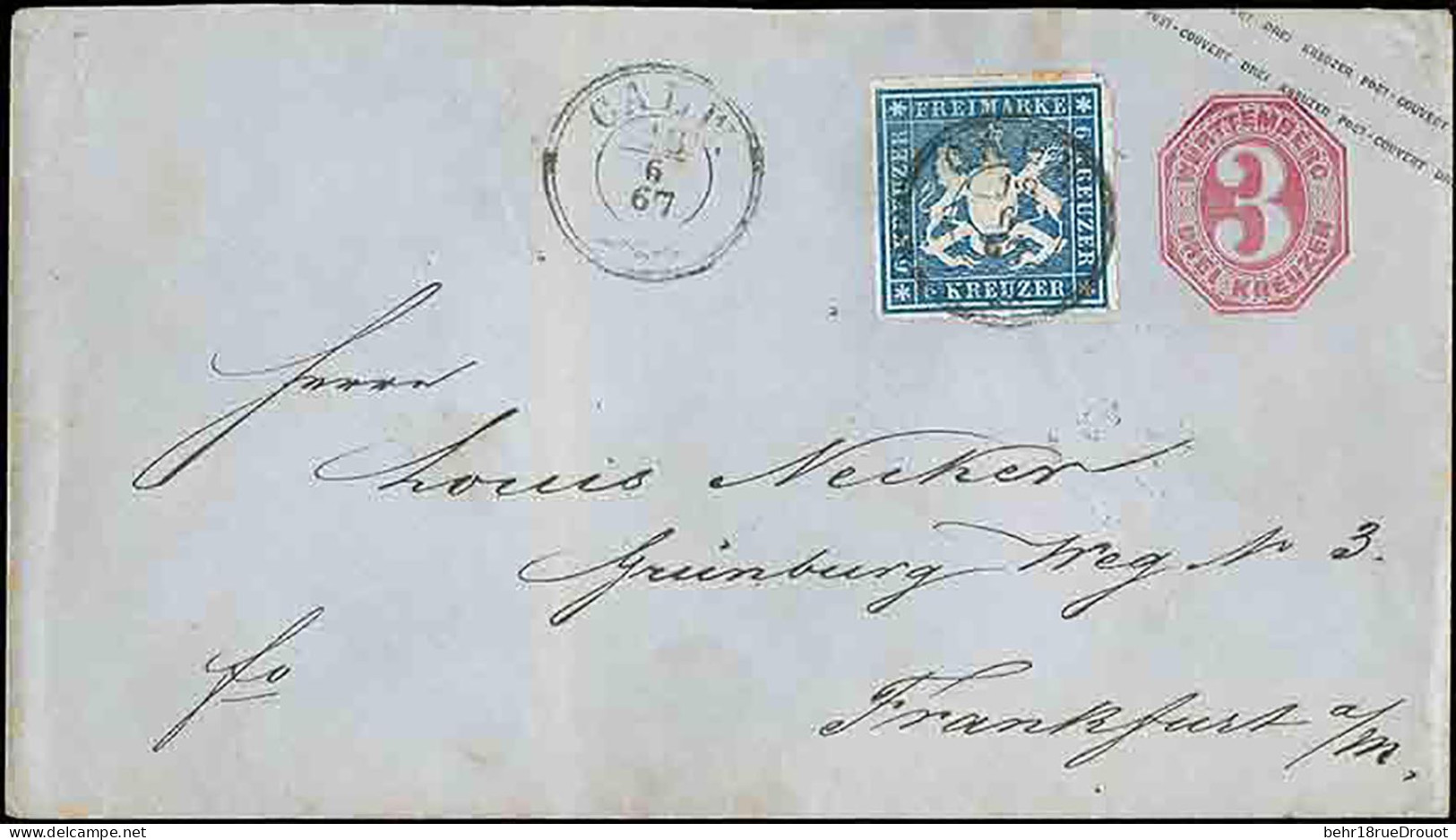 Obl. 32 - + Entier. 6kr. Obl. S/lettre Frappée Du CàD De Juin 1867 à Destination De FRANCKFORT. TB. - Other & Unclassified