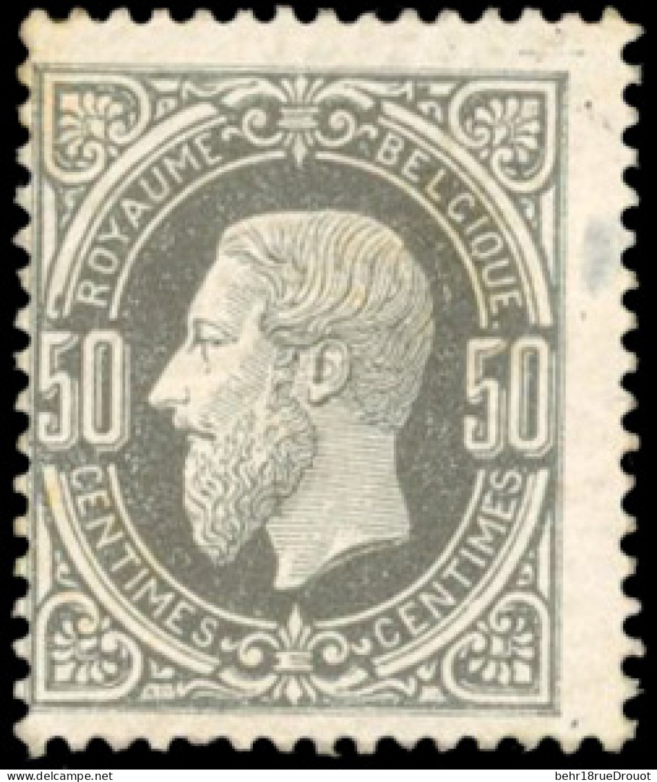 * COB#35b - 50c. Gris-noir Intense. Léopold II. Type 1869. Certificat SOETEMAN. TB. - Autres & Non Classés