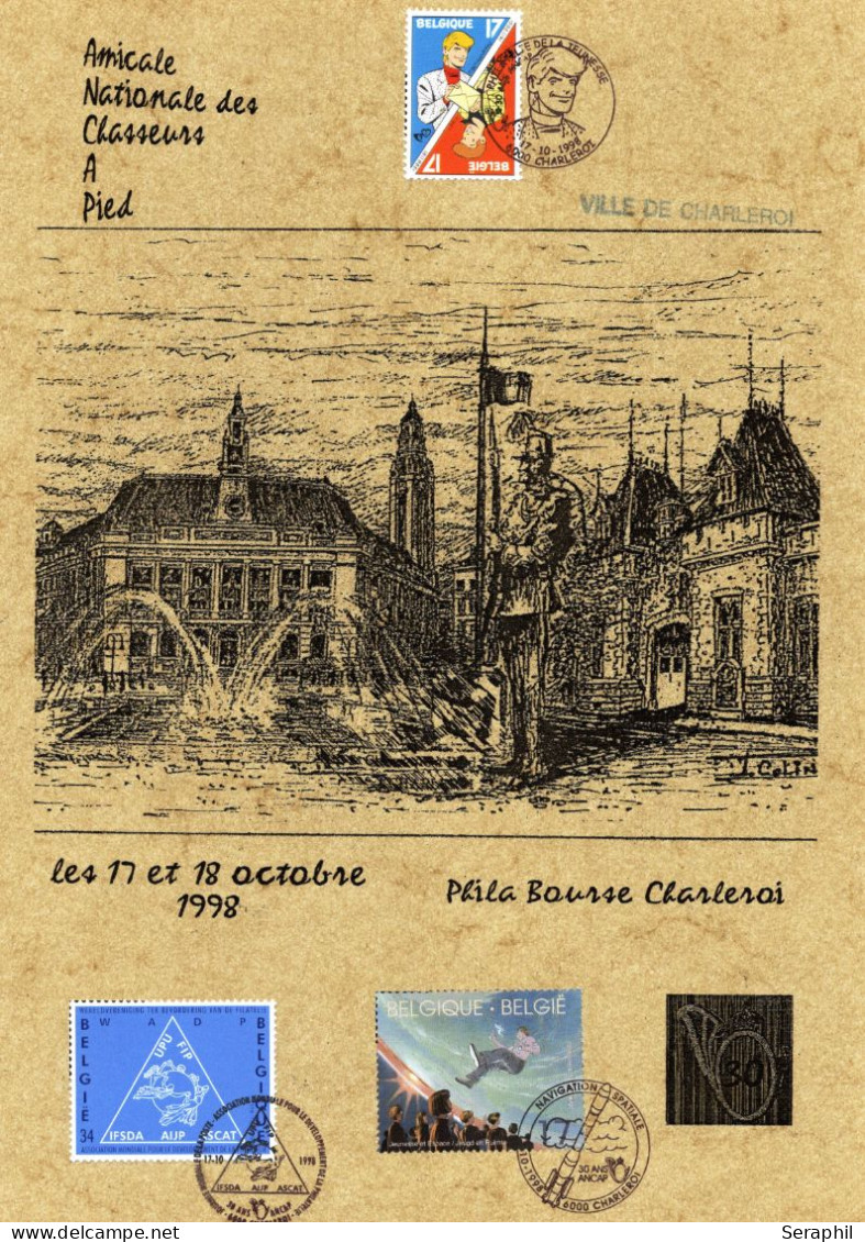Amicale Nationale Des Chasseurs à Pied Avec Timbres BD N° 2785 - 2784 - 2786  - Phila Bourse Charleroi 1998 - Philabédés (fumetti)