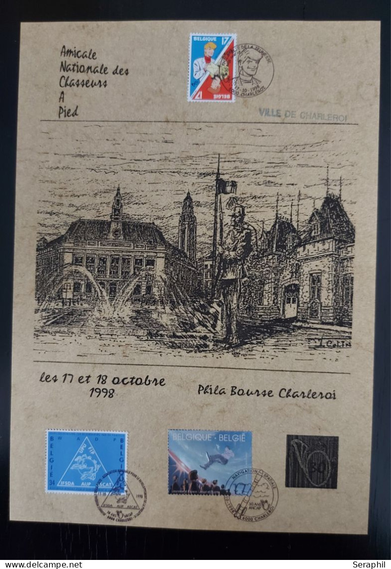 Amicale Nationale Des Chasseurs à Pied Avec Timbres BD N° 2785 - 2784 - 2786  - Phila Bourse Charleroi 1998 - Philabédés