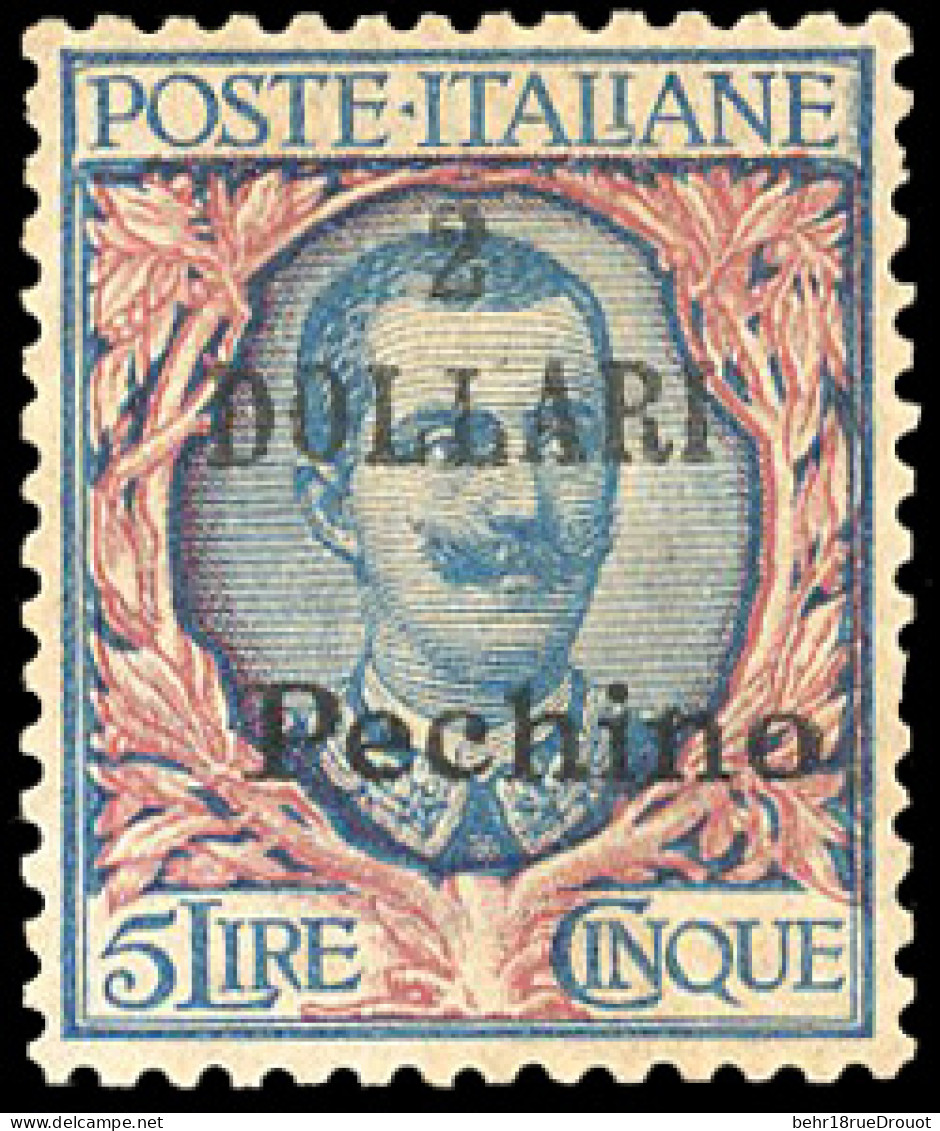 * SASSONNE 30 - 1918-19 5L. Blue And Rose Surcharged "2 DOLLARI/PECHINO", Unused With Large Part Original Gum, A Little  - Other & Unclassified