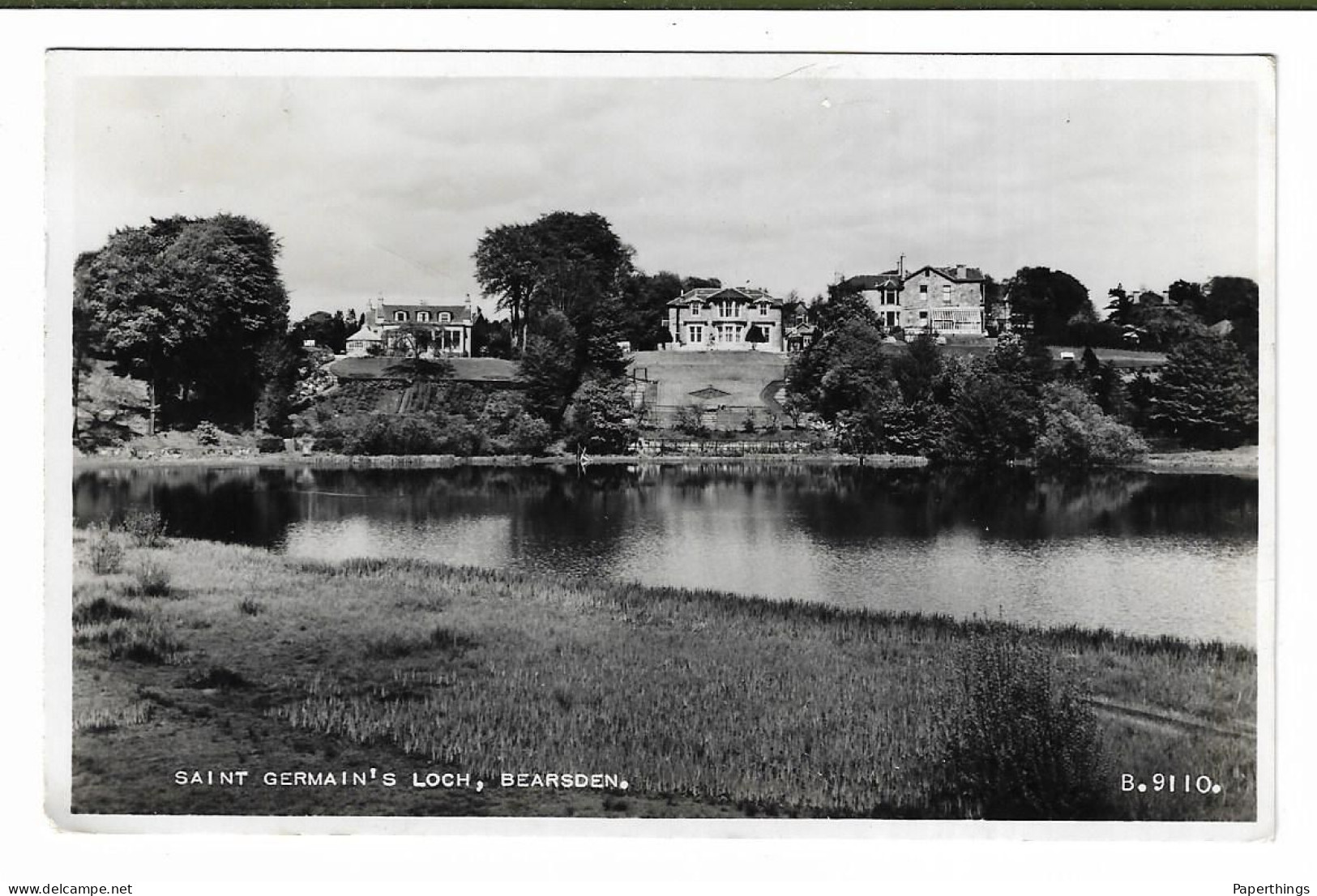 Real Photo Postcard, Scotland, Dunbartonshire, Bearsden, Saint Germain's Loch, House, Landscape, 1955. - Dunbartonshire