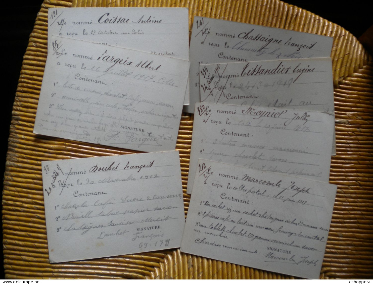 15- MURAT -1917 - Comite De Secours Aux Prisonniers - Cartes Retours Apres Reception Des Colis - Lot De 7 Differentes - 1914-18