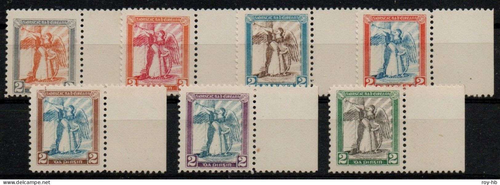 1922 Dollard Bi-colour Essays, 7 Diff. Colour Combinations, Matching Right Marginal, All Fresh U/m, A Superb Assembly! - Unused Stamps