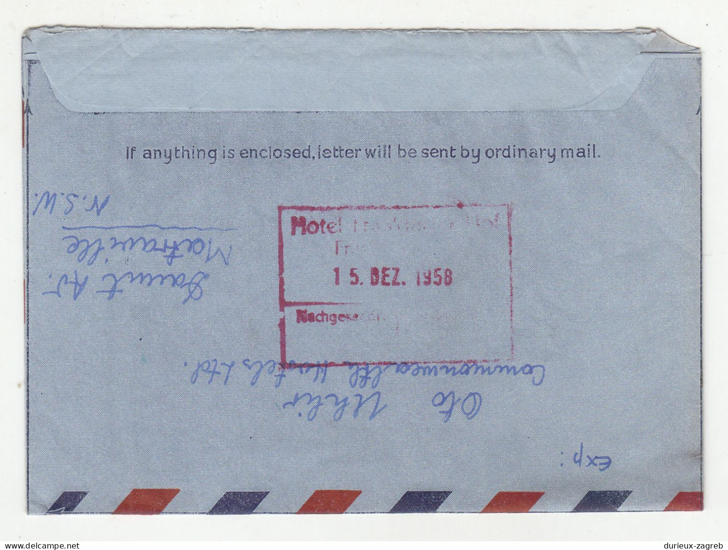 Australia Postal Stationery Aergoramme Posted 1958 To Frankfurt B230920 - Aérogrammes