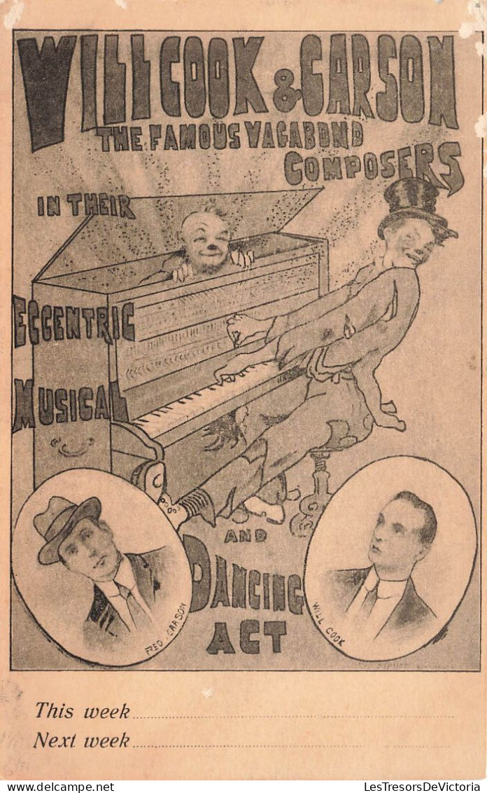 Cirque - Willcook & Garson - The Famous Vagabond Composers -  Carte Postale Ancienne - Zirkus