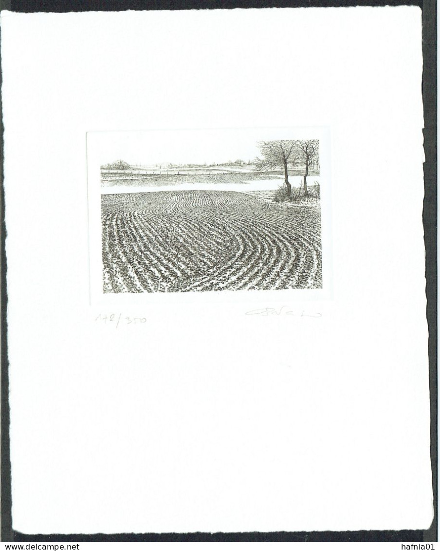 Piotr Naszarkowski. Sweden 1992. Steel Engraving: Winter Fields. LIMITED EDITION!  Signed. - Saggi E Prove