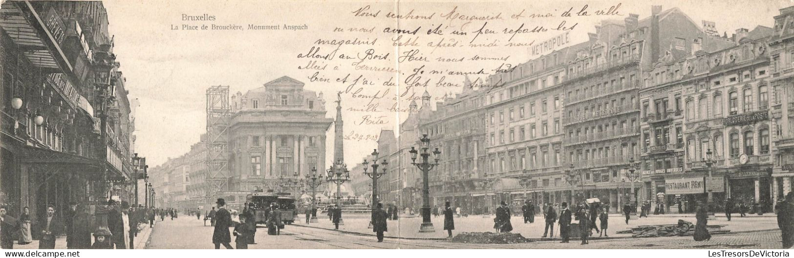 Belgique - Bruxelles - La Place De Brouckère - Monument Anspach -  Carte Postale Ancienne - Lanen, Boulevards