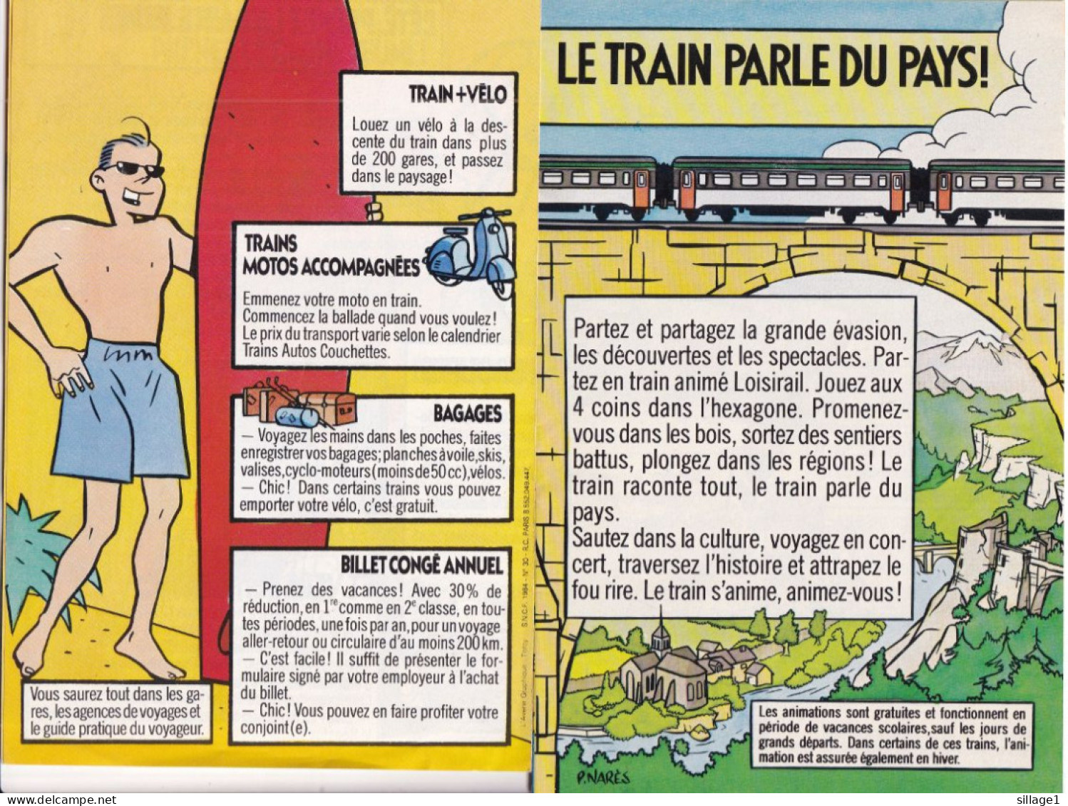 Train - Chemin De Fer - SNCF - Publicités Illustrées Par P. Narès Et Serge Clerc - Vespa - Railway & Tramway