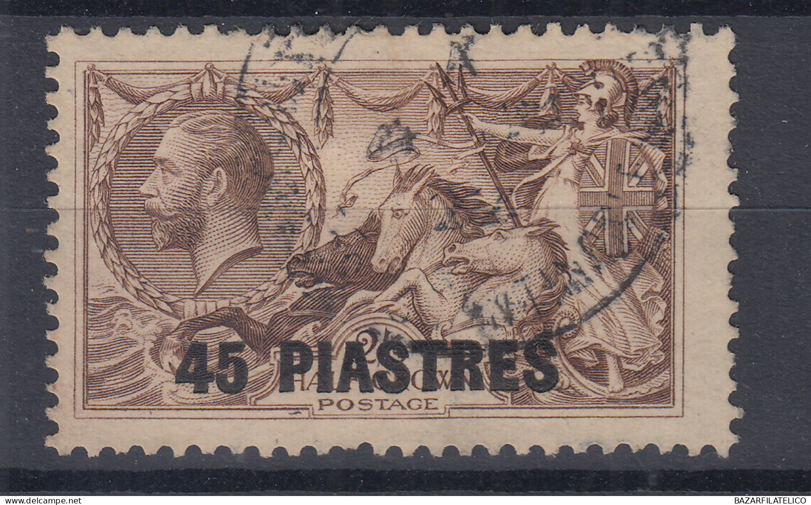 BRITISH LEVANT 1921 RE GIORGIO V 45 Pi. SU 2s.6d.N.48 USATO HIGH QUALITY - Levant Britannique