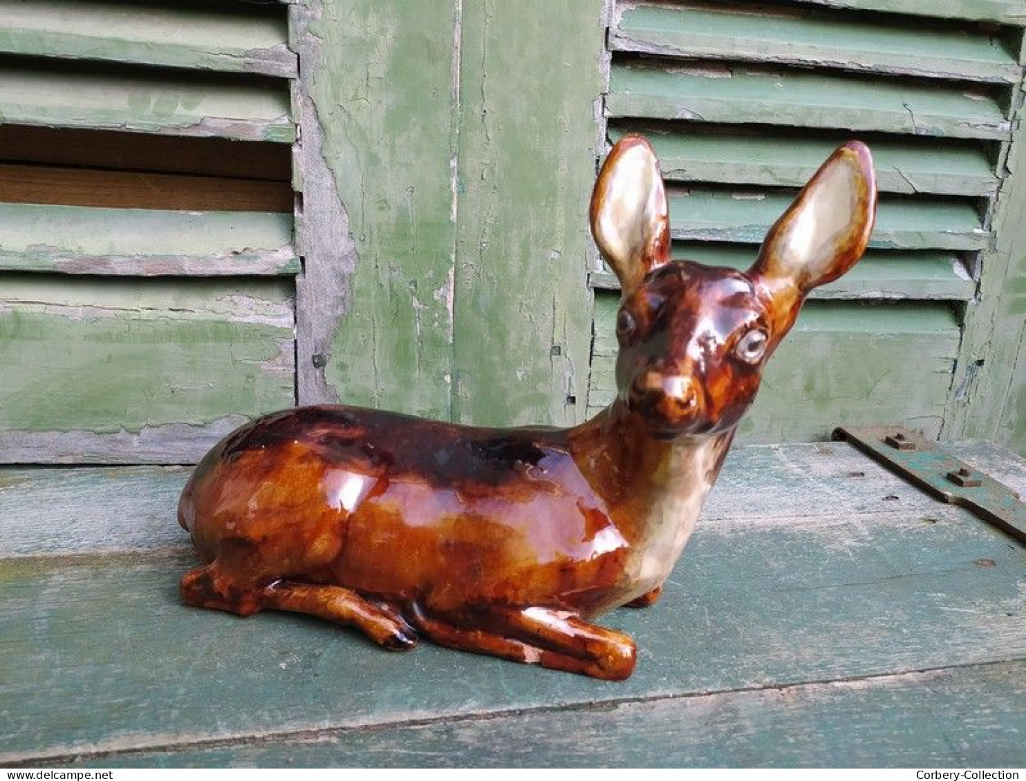 Biche Céramique Terre Cuite Vernissée Yeux Sulfure Porterie De Bavent Normandie - Sonstige & Ohne Zuordnung