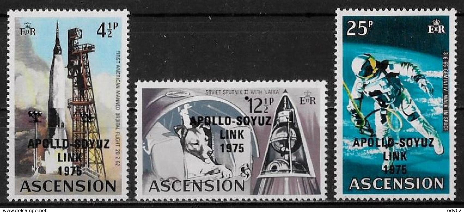 ASCENSION - ESPACE - APOLLO-SOYUZ -  N° 190 A 192 - NEUF** MNH - Altri & Non Classificati